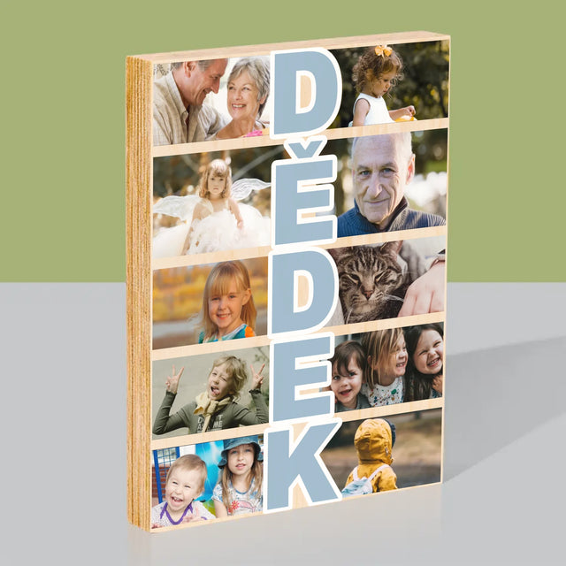 Fotokoláž: Dědeček - Tisk Na Dřevo