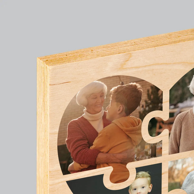 Fotokoláž: Puzzle Srdce Pro Babičku - Tisk Na Dřevo