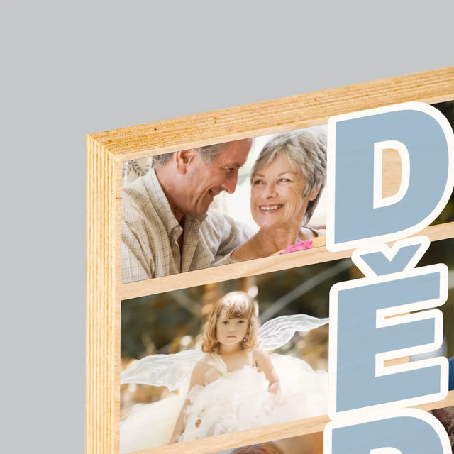 Fotokoláž: Dědeček - Tisk Na Dřevo