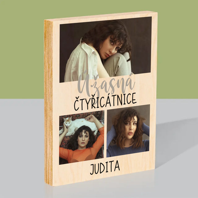 Fotokoláž: Úžasná Čtyřicátnice - Tisk Na Dřevo