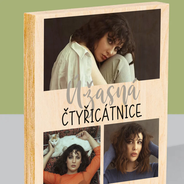 Fotokoláž: Úžasná Čtyřicátnice - Tisk Na Dřevo