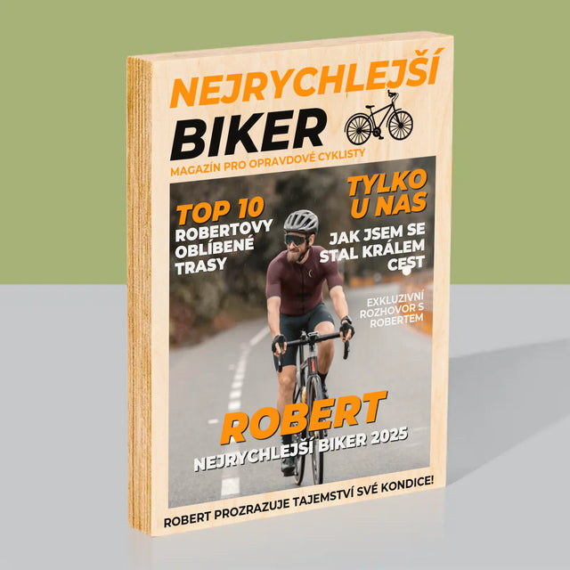 Obálka Časopisu: Nejrychlejší Biker - Tisk Na Dřevo