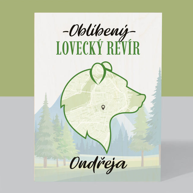 Mapa Města: Oblíbený Lovecký Revír - Tisk Na Dřevo