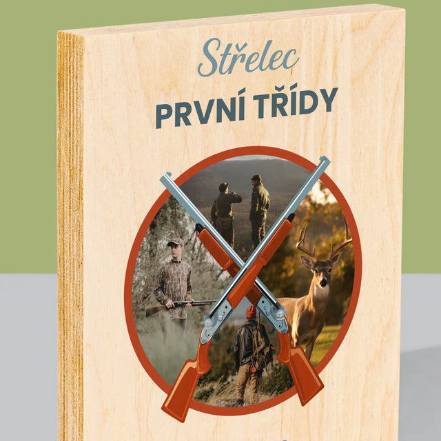 Fotokoláž: Střelec První Třídy - Tisk Na Dřevo