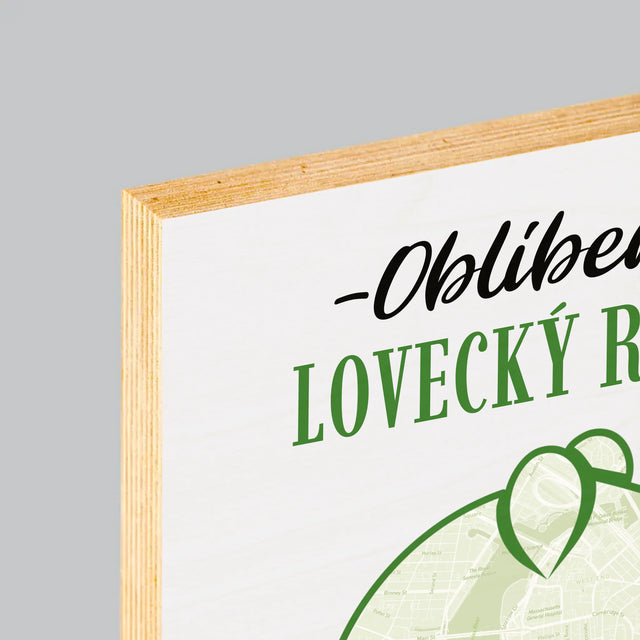 Mapa Města: Oblíbený Lovecký Revír - Tisk Na Dřevo