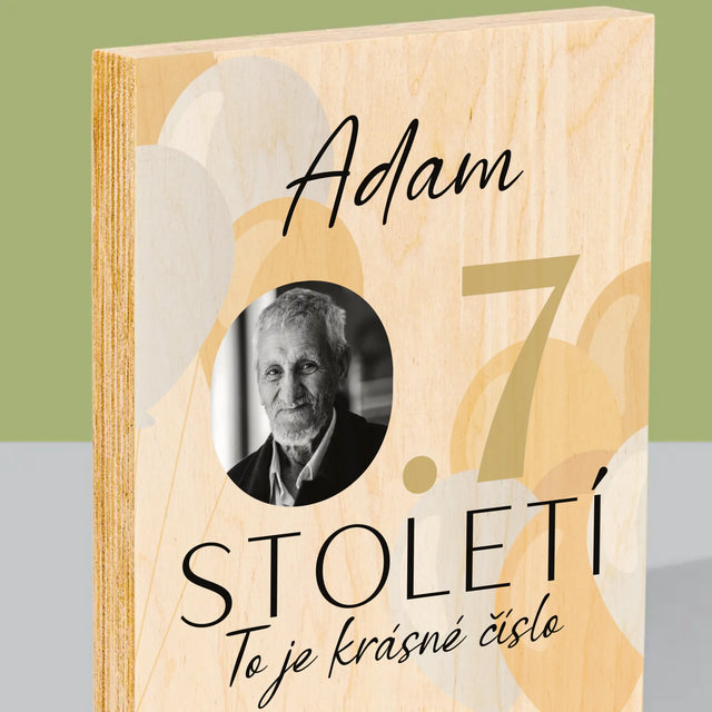 Fotka S Textem: 0,7 Století - Tisk Na Dřevo