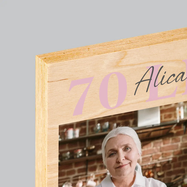Fotokoláž: 70 Let Všechno Nejlepší - Tisk Na Dřevo