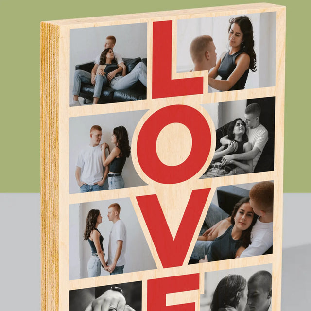 Fotokoláž: Slovo Love - Tisk Na Dřevo