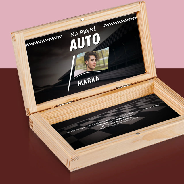Fotka S Textem: Na První Auto - Krabička Na Peníze