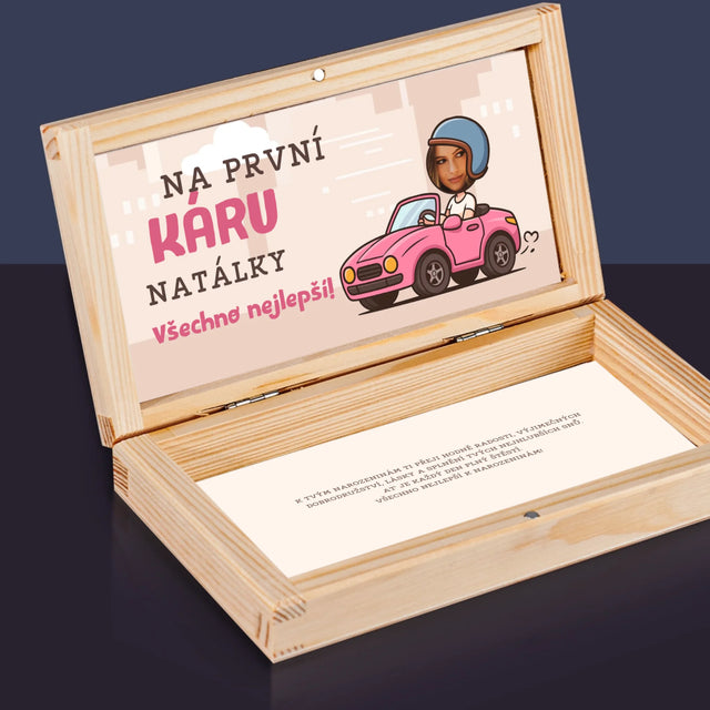 Fotka S Textem: Na První Káru - Krabička Na Peníze