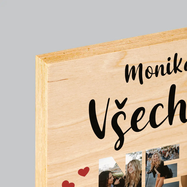 Slovo Z Fotek: Všechno Nejlepší - Tisk Na Dřevo