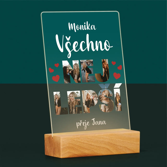 Slovo Z Fotek: Všechno Nejlepší - Tisk Na Akrylovém Skle