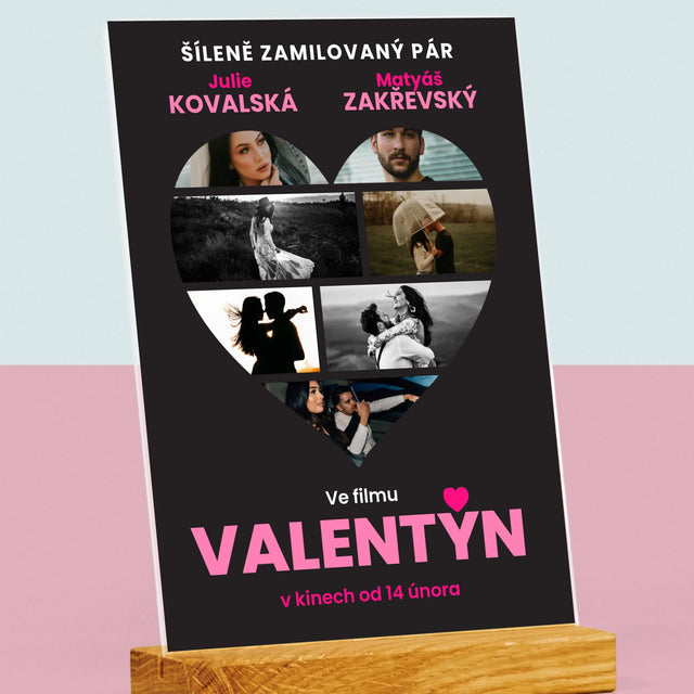 Fotokoláž: Valentýn Filmový Plakát - Tisk Na Akrylovém Skle