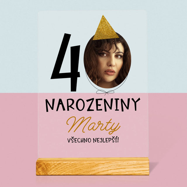 Fotka S Textem: 40. Narozeniny Čepička - Tisk Na Akrylovém Skle