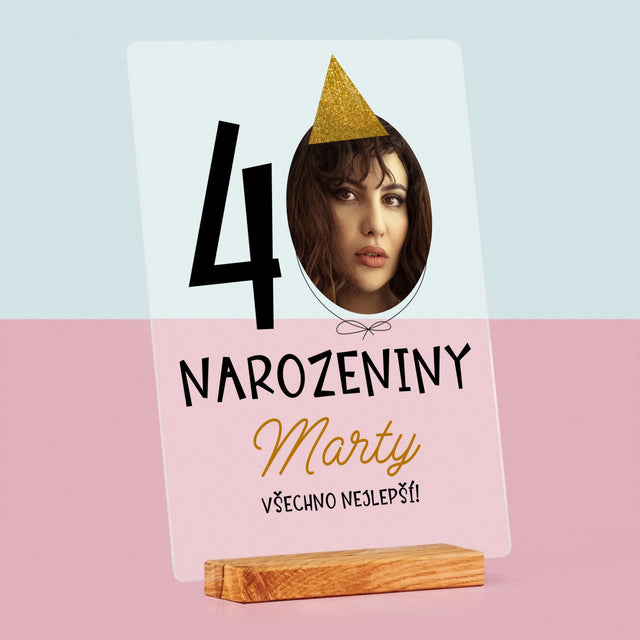 Fotka S Textem: 40. Narozeniny Čepička - Tisk Na Akrylovém Skle