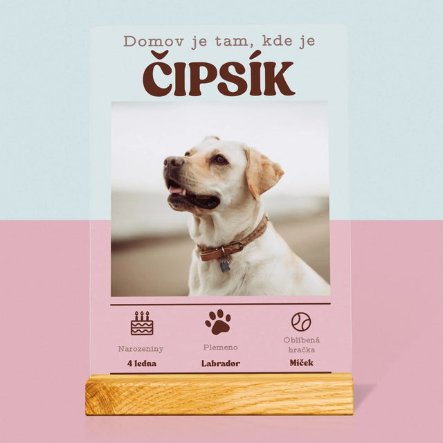 Fotka S Textem: Údaje Mazlíčka - Tisk Na Akrylovém Skle