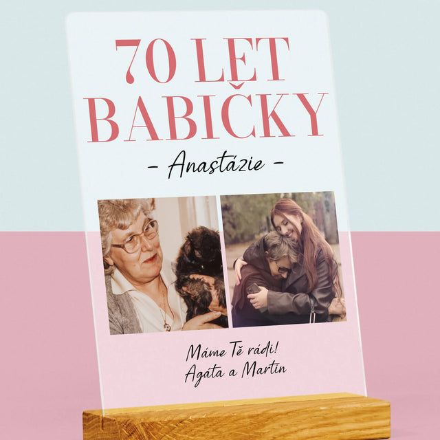 Fotokoláž: 70 Let Babičky - Tisk Na Akrylovém Skle