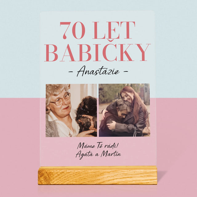 Fotokoláž: 70 Let Babičky - Tisk Na Akrylovém Skle