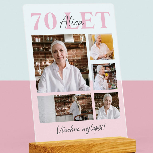 Fotokoláž: 70 Let Všechno Nejlepší - Tisk Na Akrylovém Skle