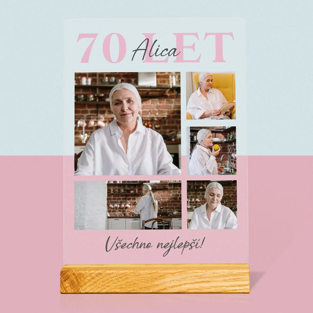 Fotokoláž: 70 Let Všechno Nejlepší - Tisk Na Akrylovém Skle