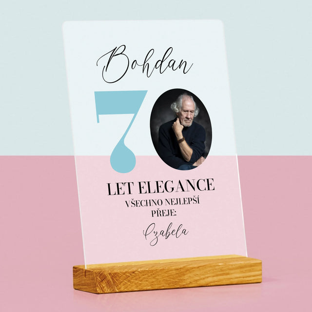 Fotka S Textem: 70 Let Elegance - Tisk Na Akrylovém Skle