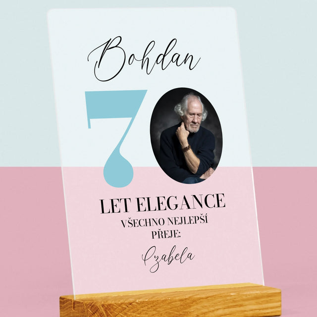 Fotka S Textem: 70 Let Elegance - Tisk Na Akrylovém Skle