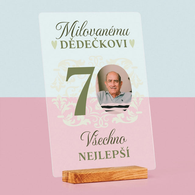 Fotka S Textem: Milovanému Dědečkovi Všechno Nejlepší - Tisk Na Akrylovém Skle