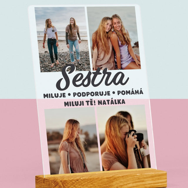 Fotokoláž: Milovaná Sestra - Tisk Na Akrylovém Skle