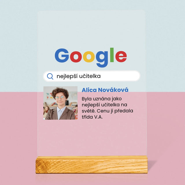 Fotka S Textem: Nejlepší Učitel Výsledek Google - Tisk Na Akrylovém Skle