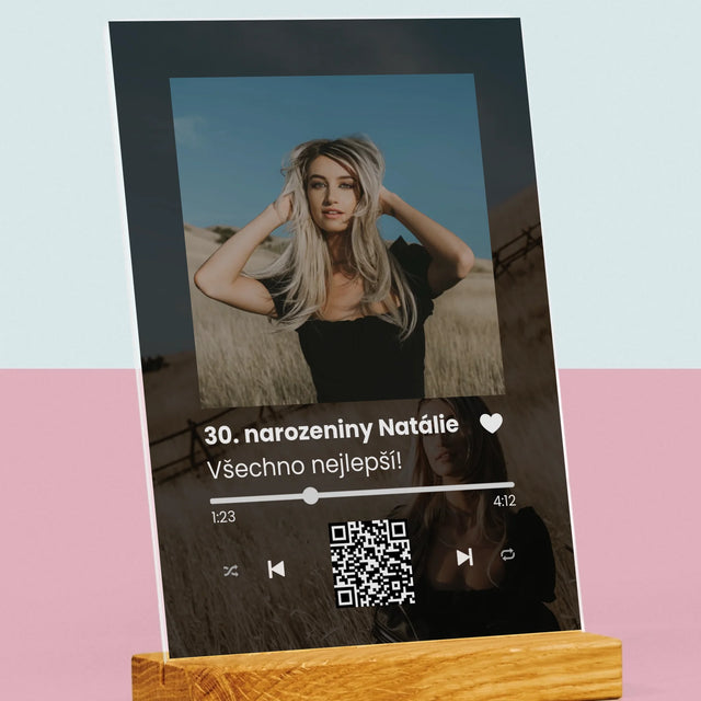 Fotka S Textem: Spotify S Qr Kódem K Narozeninám - Tisk Na Akrylovém Skle