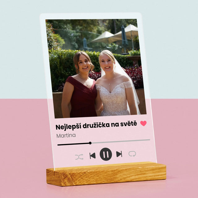 Fotka S Textem: Spotify Pro Družičku - Tisk Na Akrylovém Skle
