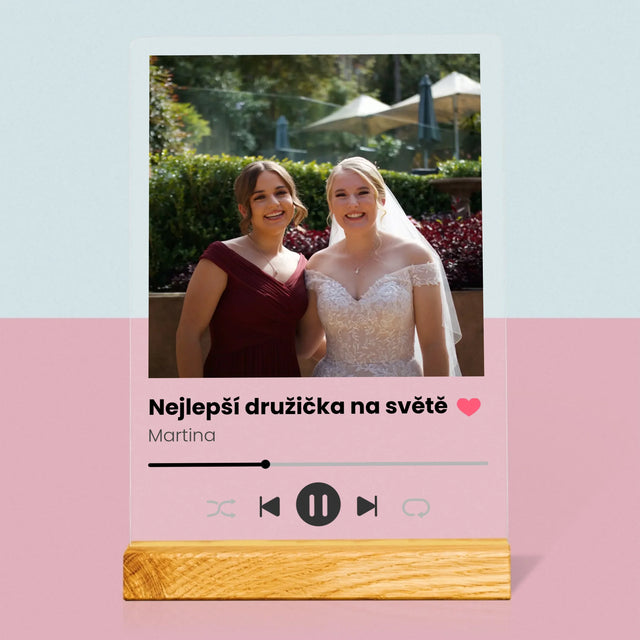 Fotka S Textem: Spotify Pro Družičku - Tisk Na Akrylovém Skle