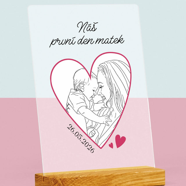 Fotka S Textem: Lineart První Den Matek - Tisk Na Akrylovém Skle