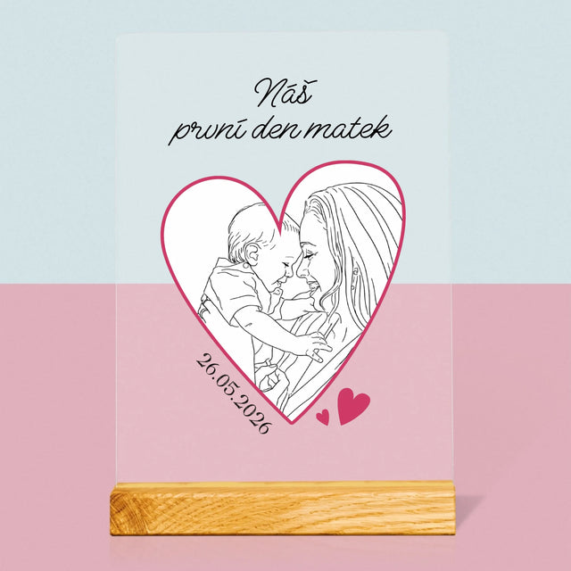 Fotka S Textem: Lineart První Den Matek - Tisk Na Akrylovém Skle