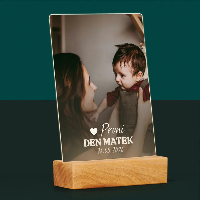 Fotka S Textem: První Den Matek Srdce - Tisk Na Akrylovém Skle