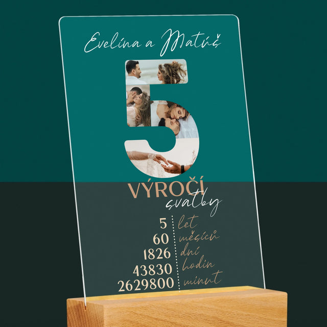 Slovo Z Fotek: 5. Výročí Svatby Čísla - Tisk Na Akrylovém Skle