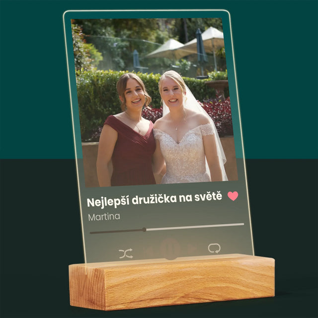 Fotka S Textem: Spotify Pro Družičku - Tisk Na Akrylovém Skle