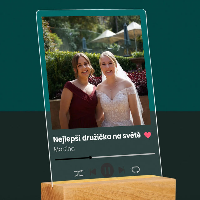 Fotka S Textem: Spotify Pro Družičku - Tisk Na Akrylovém Skle