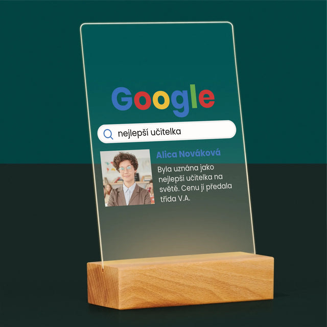 Fotka S Textem: Nejlepší Učitel Výsledek Google - Tisk Na Akrylovém Skle