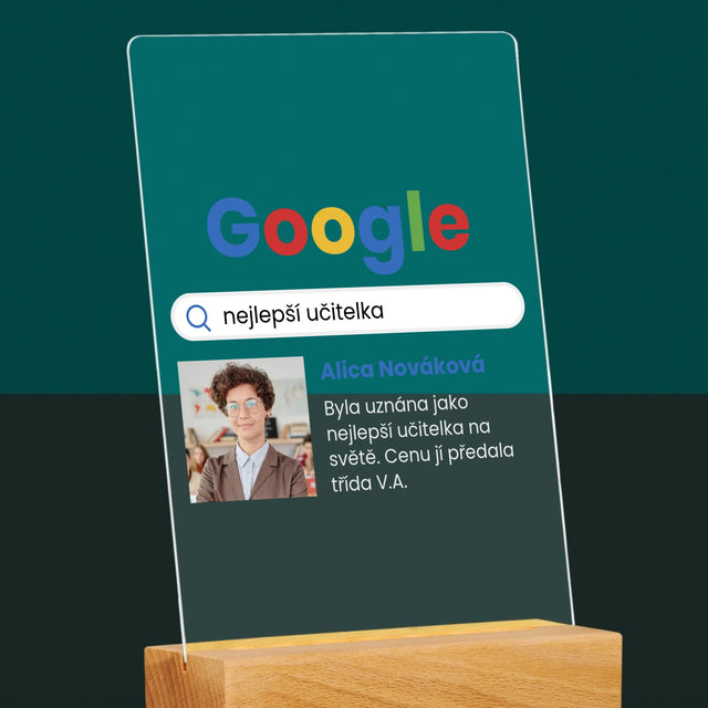 Fotka S Textem: Nejlepší Učitel Výsledek Google - Tisk Na Akrylovém Skle
