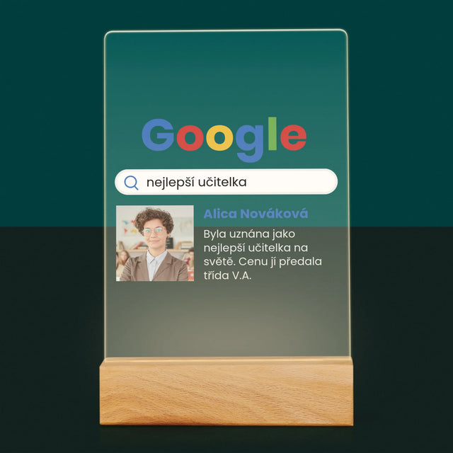Fotka S Textem: Nejlepší Učitel Výsledek Google - Tisk Na Akrylovém Skle