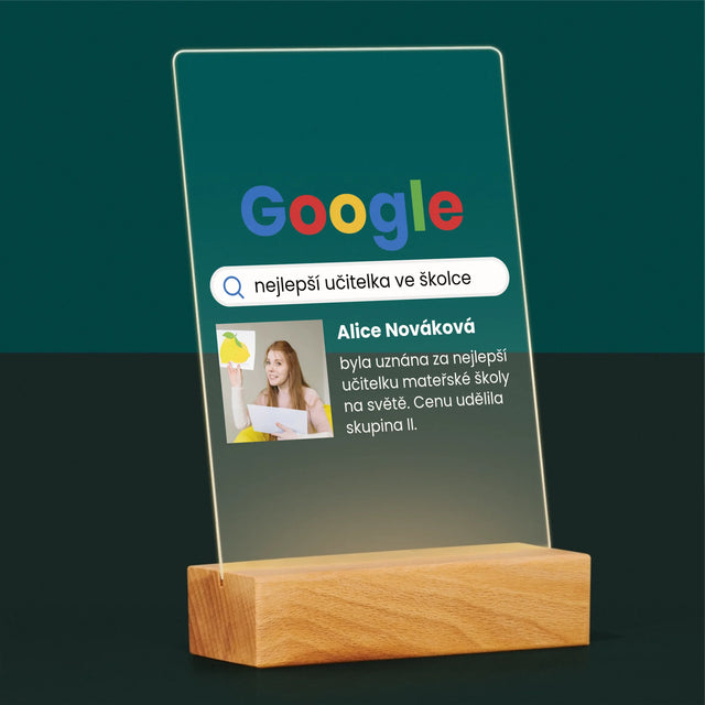 Fotka S Textem: Nejlepší Učitelka Ve Školce Vyhledávání Google - Tisk Na Akrylovém Skle