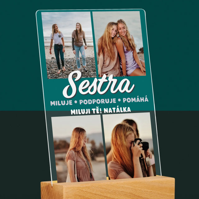 Fotokoláž: Milovaná Sestra - Tisk Na Akrylovém Skle