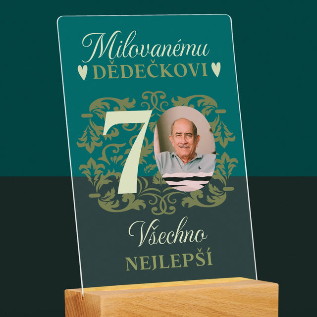 Fotka S Textem: Milovanému Dědečkovi Všechno Nejlepší - Tisk Na Akrylovém Skle