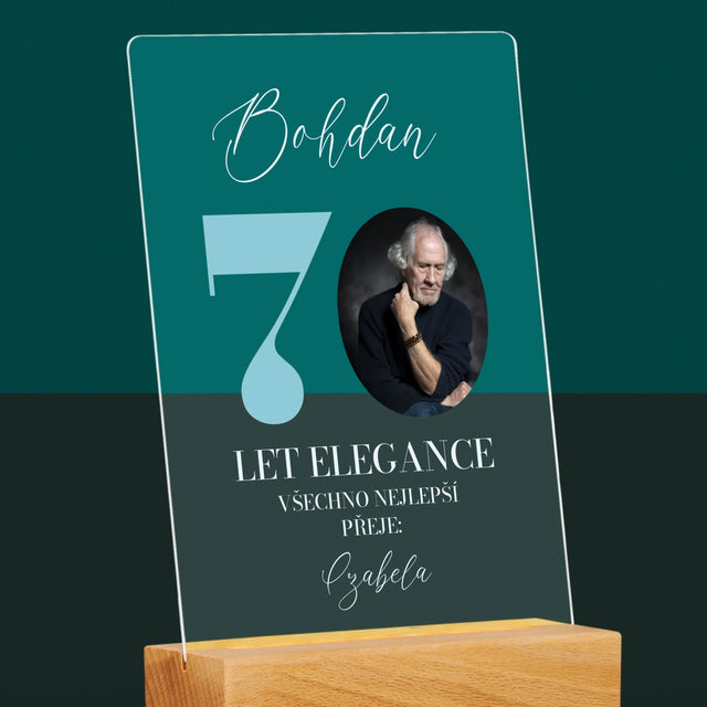 Fotka S Textem: 70 Let Elegance - Tisk Na Akrylovém Skle