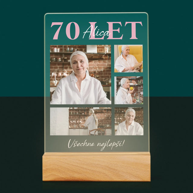 Fotokoláž: 70 Let Všechno Nejlepší - Tisk Na Akrylovém Skle
