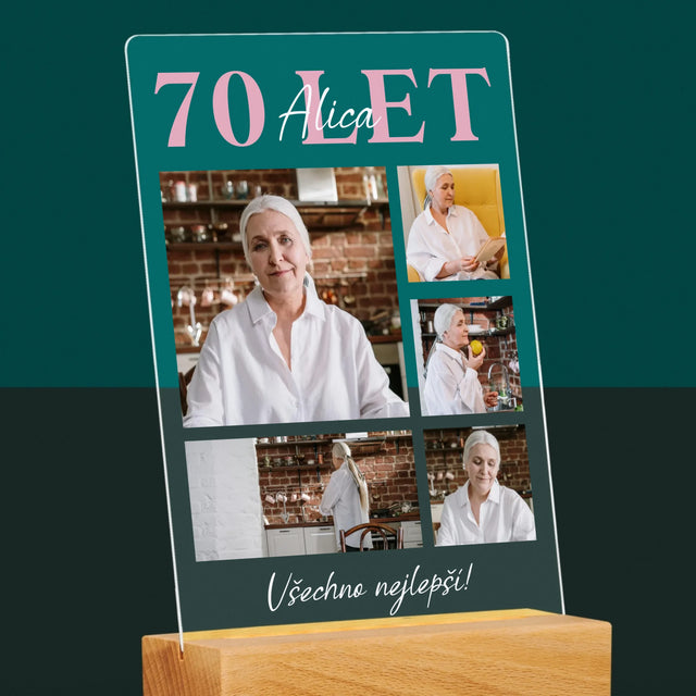 Fotokoláž: 70 Let Všechno Nejlepší - Tisk Na Akrylovém Skle