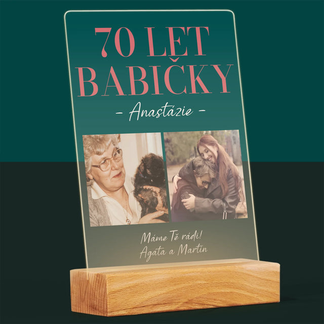 Fotokoláž: 70 Let Babičky - Tisk Na Akrylovém Skle
