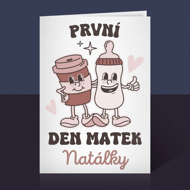 Jméno A Nápis: První Den Matek Káva Mléko - Přání