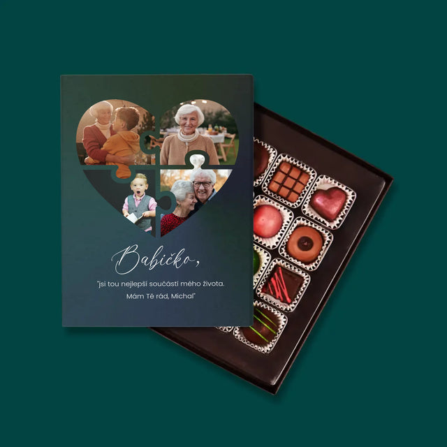 Fotokoláž: Puzzle Srdce Pro Babičku - Pralinky